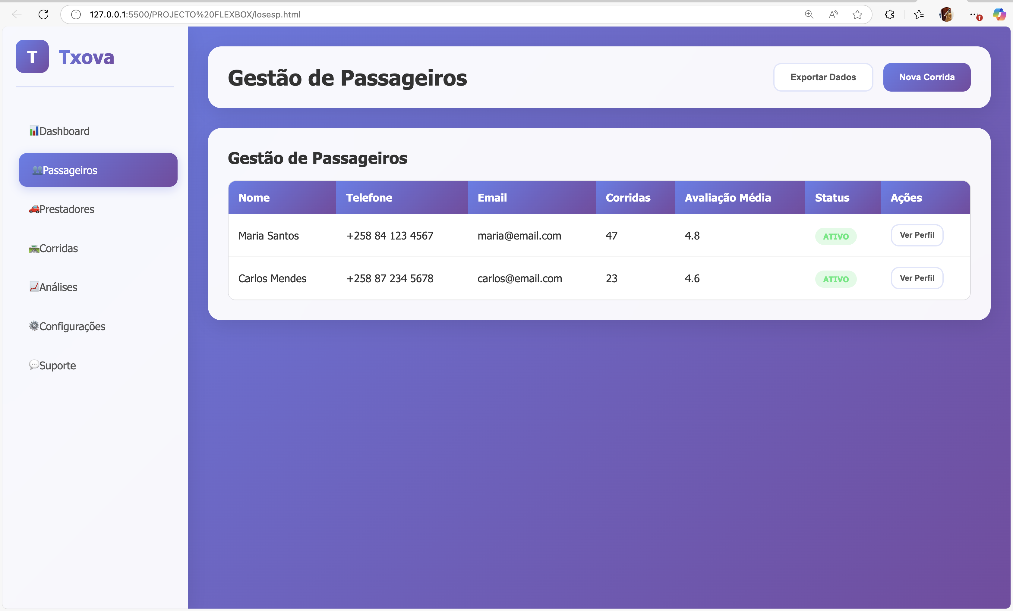 Interface 1 de Txova